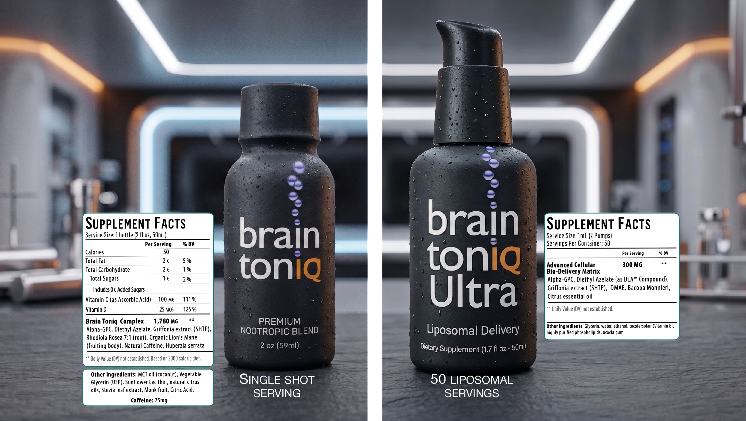 Brain Toniq Shot and Ultra Liposomal Pump