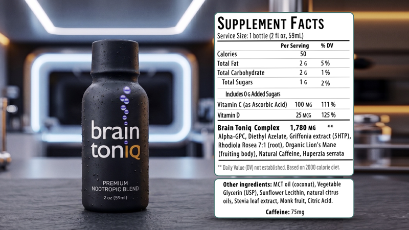 Brain Toniq Ultra Liposomal Pump Label Detail